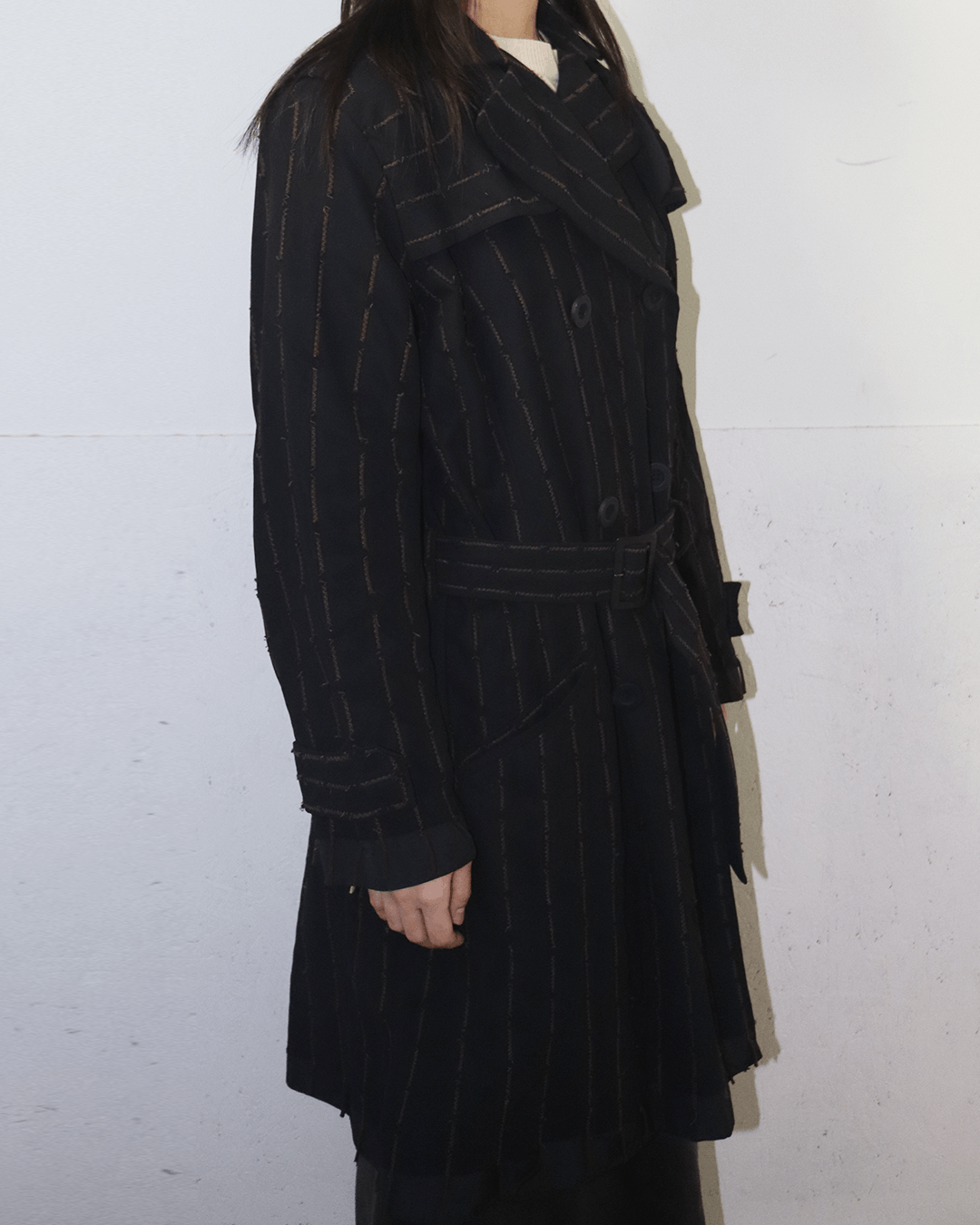 Japanese Brand Yoshiki Hishinuma Deconstructed Stitch Trench Coat Size XS / US 0-2 / IT 36-38 - 3 Thumbnail