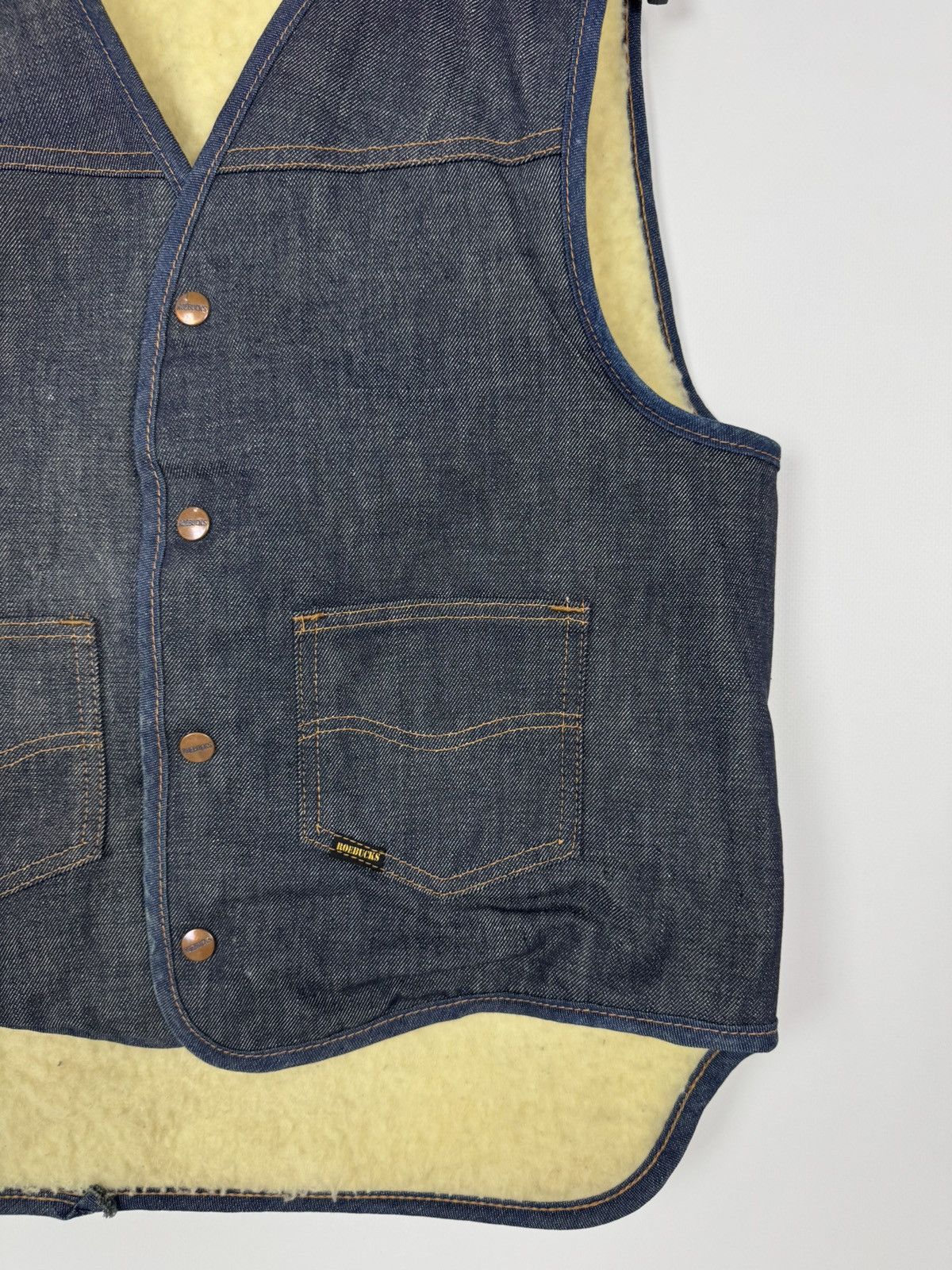 Vintage 80-90’s Vintage Roebucks Sears Denim Sherpa Vest Jacket Size US M / EU 48-50 / 2 - 5 Thumbnail