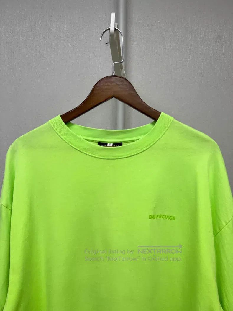 Balenciaga Balenciaga Neon Green Embroidered Logo Short Sleeve T-Shir Size US M / EU 48-50 / 2 - 3 Thumbnail