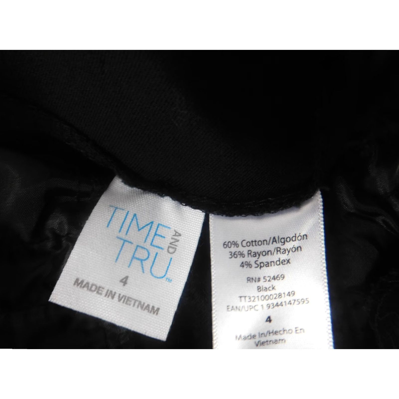 Vintage Time and Tru Womens Pants 4 Black Straight regular Chino Pants Women's Regular 4 Black Canvas Cotton Linen Inseam 24 American Pockets Stretch Solver Size 27" / US 4 / IT 40 - 3 Thumbnail