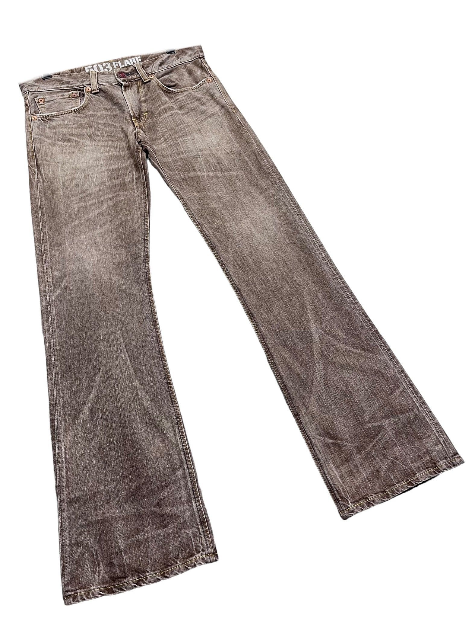 Edwin × Vintage 🔥Vintage EDWIN 503 FLARE Retro Punk Rare Brown Denim Pants Size US 31 - 6 Thumbnail