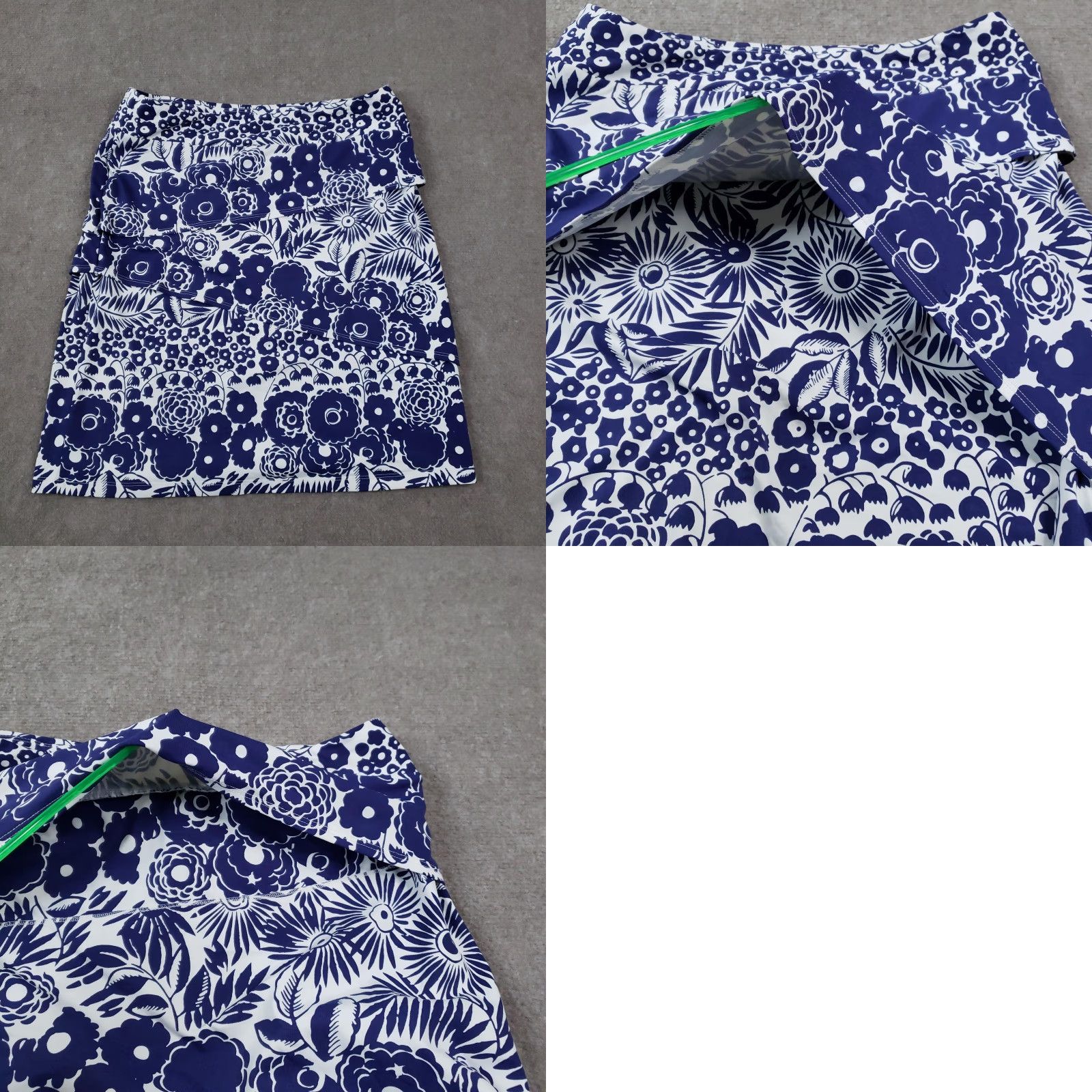 J.McLaughlin J. McLaughlin Skirt Womens Medium Navy White Floral Print Stretch Elastic Waist Size 32" / US 10 / IT 46 - 8 Thumbnail