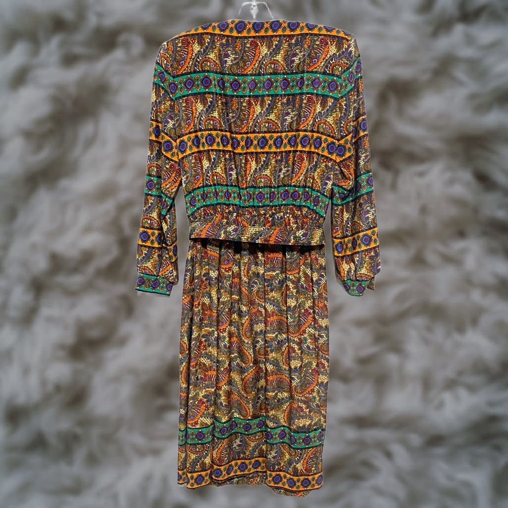 Etro VTG Lady Carol New York Paisley Pleated Dress Women 6P Secretary Retro Boho USA Shirt Dress Midi Multicolor Paisley 70s 80s Womens Size M / US 6-8 / IT 42-44 - 1 Thumbnail