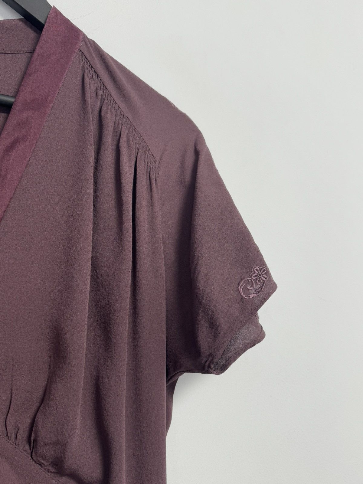 Laura Ashley Vintage Laura Ashley Embroidered Crepe Tea Dress in Mauve Size L / US 10 / IT 46 - 7 Thumbnail