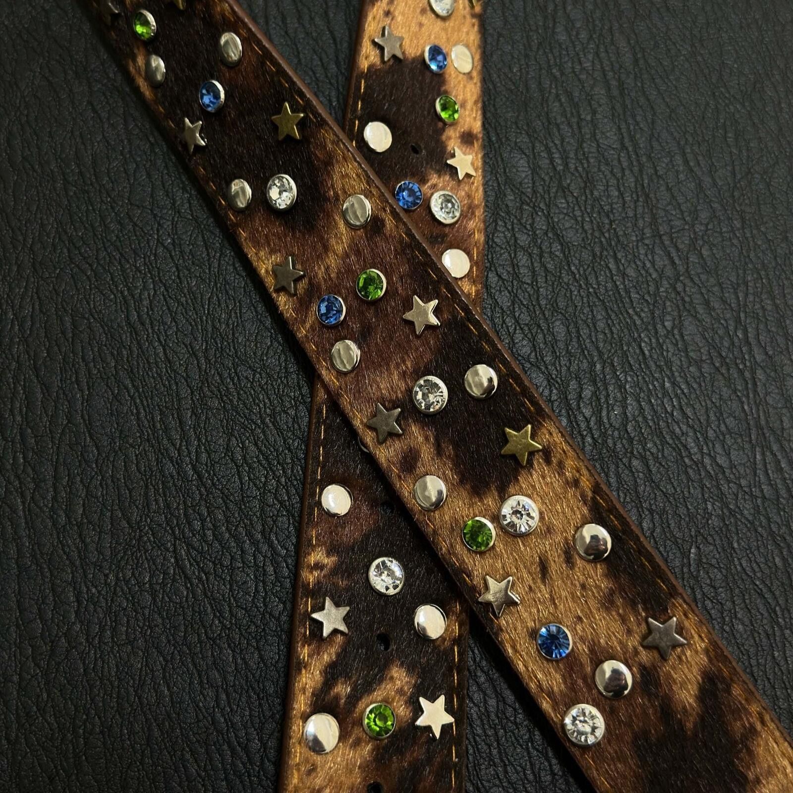 Other Horsehair Gemstone Belt | Coloured Crystal Brown Vintage Size ONE SIZE - 4 Thumbnail