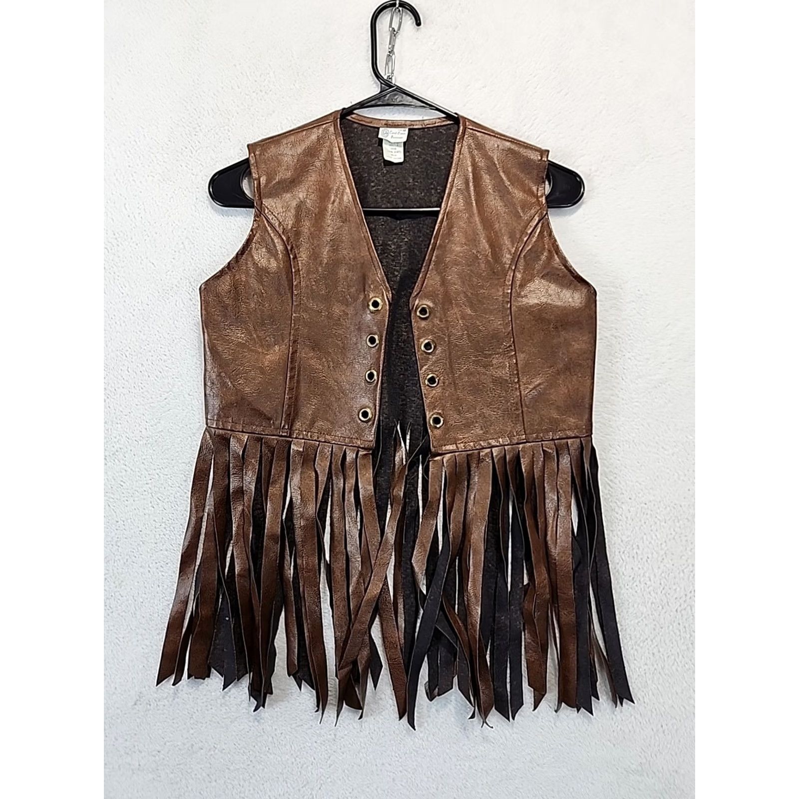 Vintage VINTAGE Carole Evans Penneys Vest Western Fringe Short Brown Faux Leather 12 Women Mens? Size XL / US 12-14 / IT 48-50 - 4 Thumbnail