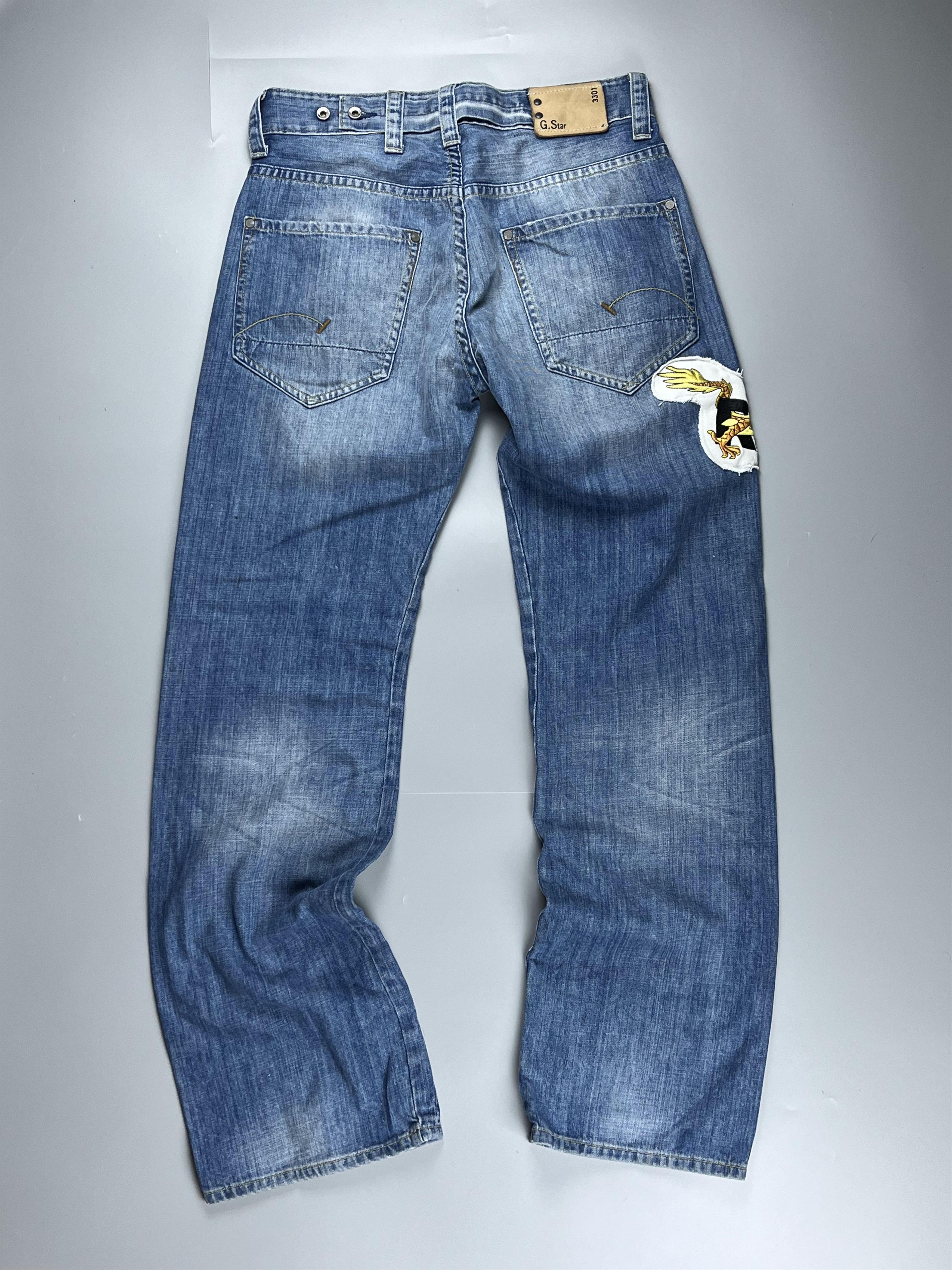 G-Star × Japanese Brand × Vintage G-Star Embroidery Dragon Washed Custom Work Jean Size US 31 - 10 Thumbnail