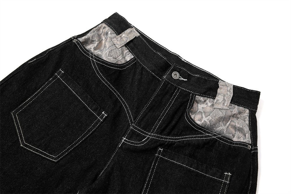Japanese Brand × Jean Trendy men's snake print workwear straight jeans Size US 32 / EU 48 - 6 Thumbnail