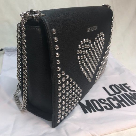 Moschino Love Moschino Leather Studded Heart Chain Strap bag Size ONE SIZE - 1 Thumbnail