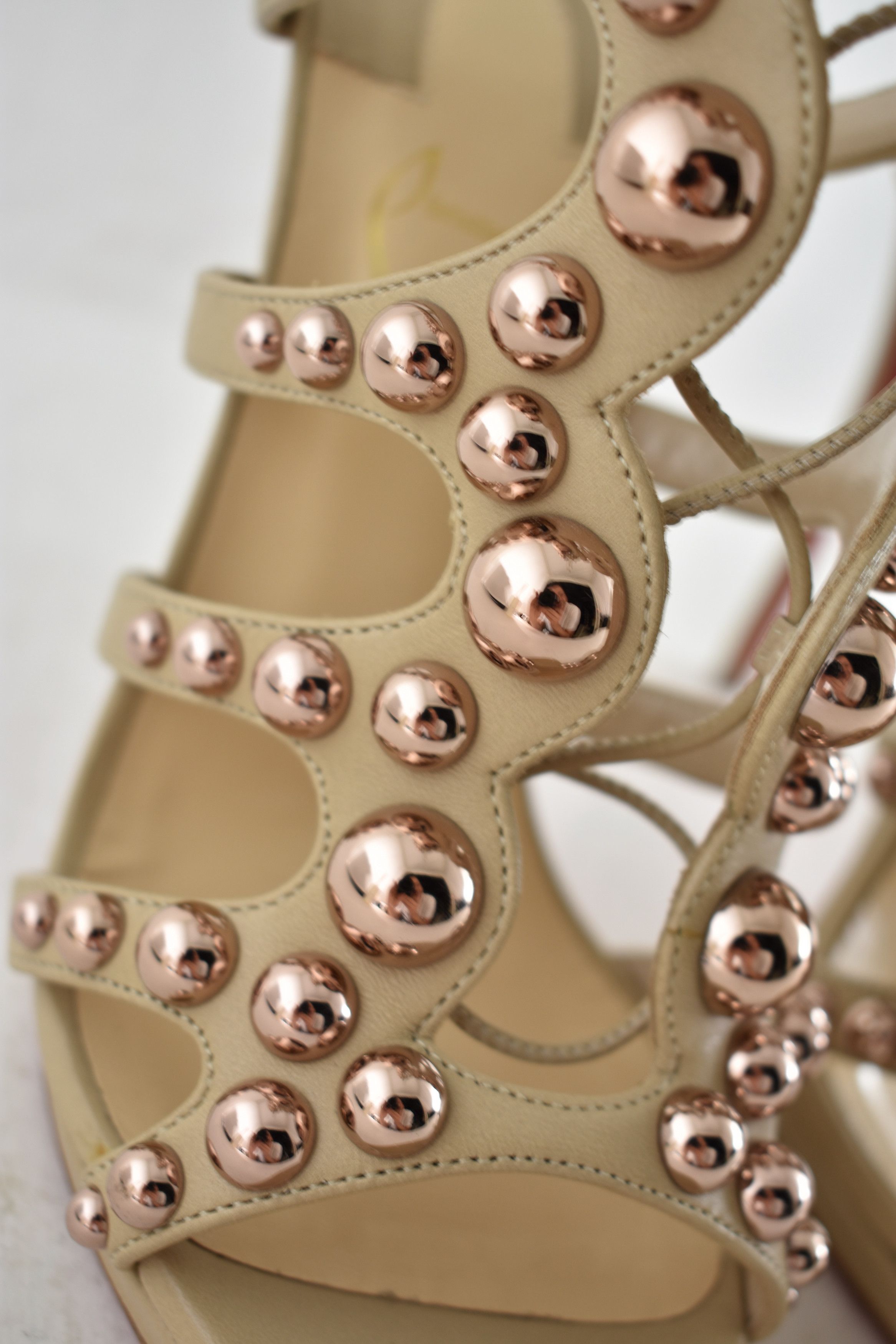 Christian Louboutin Amazoubille 120 Nude Beige Lace Up Tie Sandal Heel Pump 35 Size US 5 / IT 35 - 10 Thumbnail
