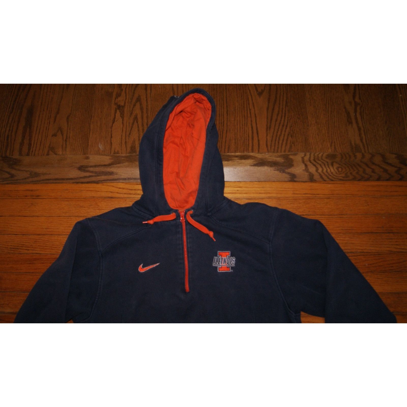 Nike VTG NIKE Team Illinois Fighting Illini Mens L 1/4 Zip Hoodie Size US L / EU 52-54 / 3 - 2 Thumbnail