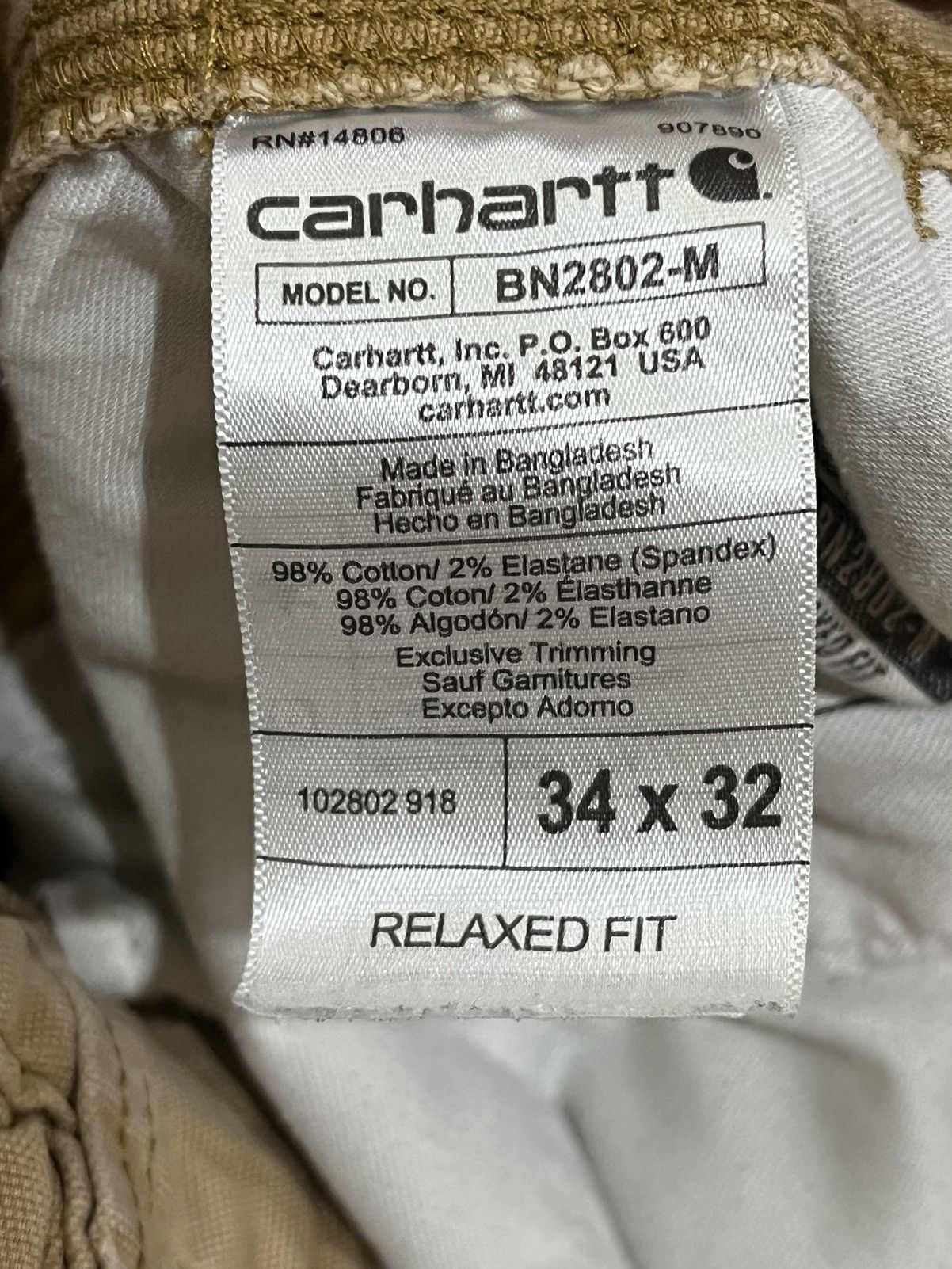 Carhartt Double Knee Painters Khaki Work Pants Size US 34 / EU 50 - 15 Thumbnail