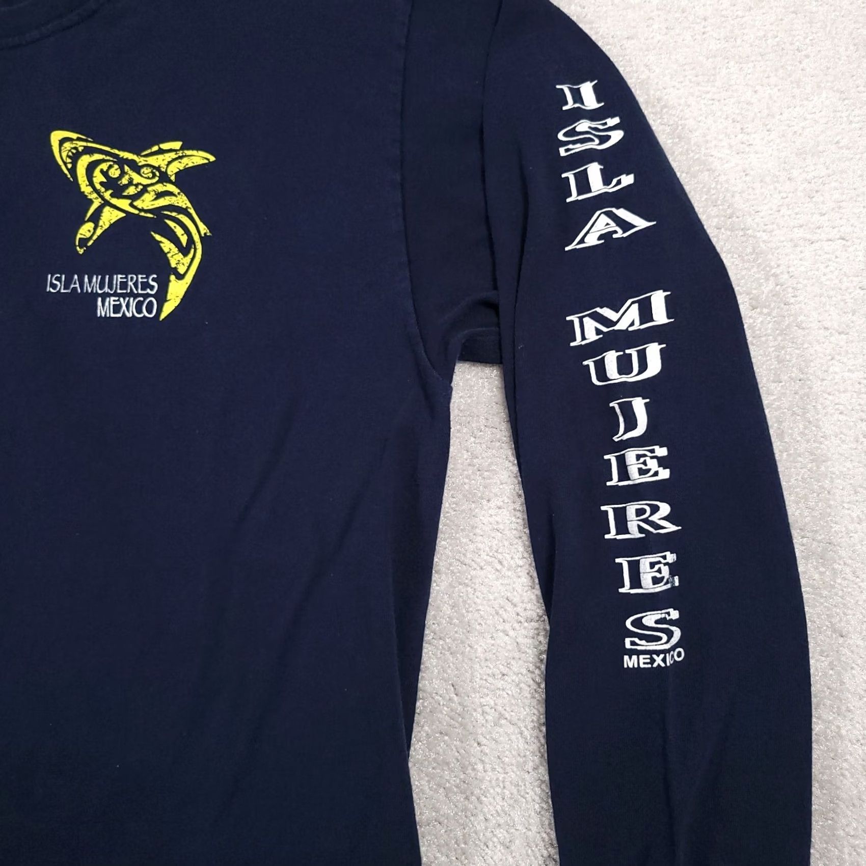 Doublet VINTAGE Yazbek Isle Mujeres Graphic Shirt Mens Large Shark Double Sided Mexico Blue 90s Size US L / EU 52-54 / 3 - 5 Thumbnail