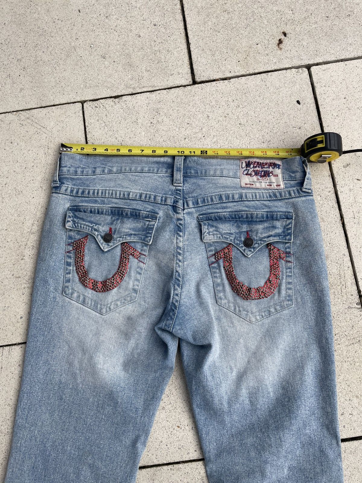 True Religion 🚨 Light Wash/Red Crystal Billys by Uncomfortable Clothing 🚨 Size US 38 / EU 54 - 9 Thumbnail