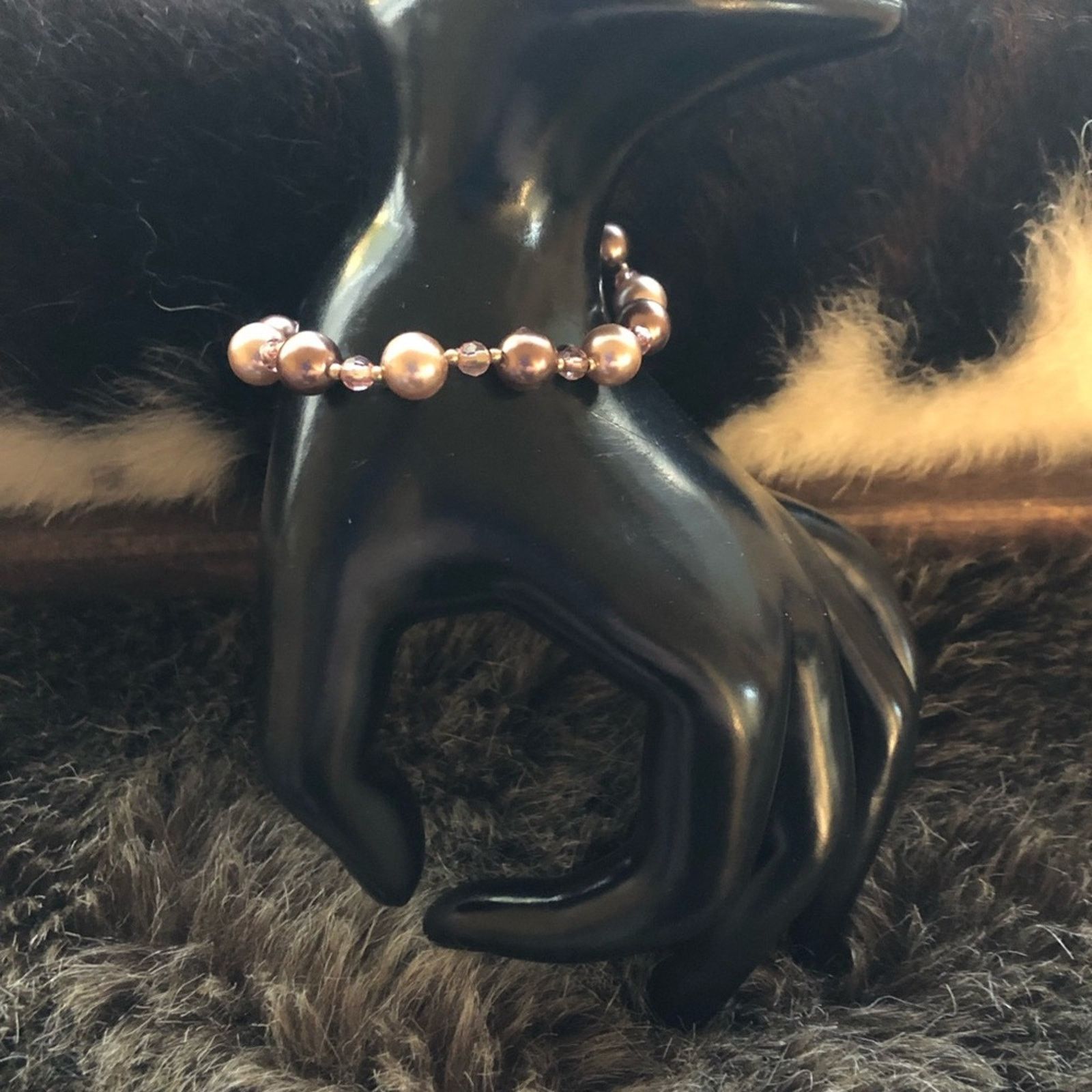 Jewelry Vintage Roman Multi Tone Faux Pearl Stretch Bracelet in Brown, Women's