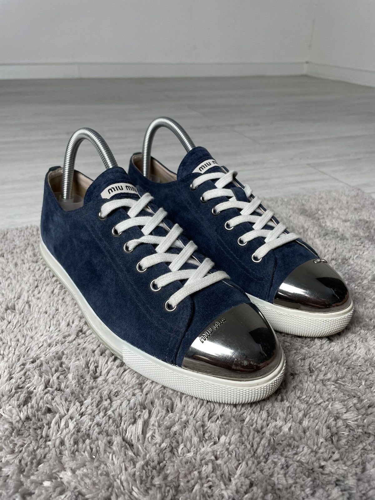 Miu Miu Prada Miu Miu Suede Metal Cap Sneakers Size US 10.5 / IT 40.5 - 3 Thumbnail
