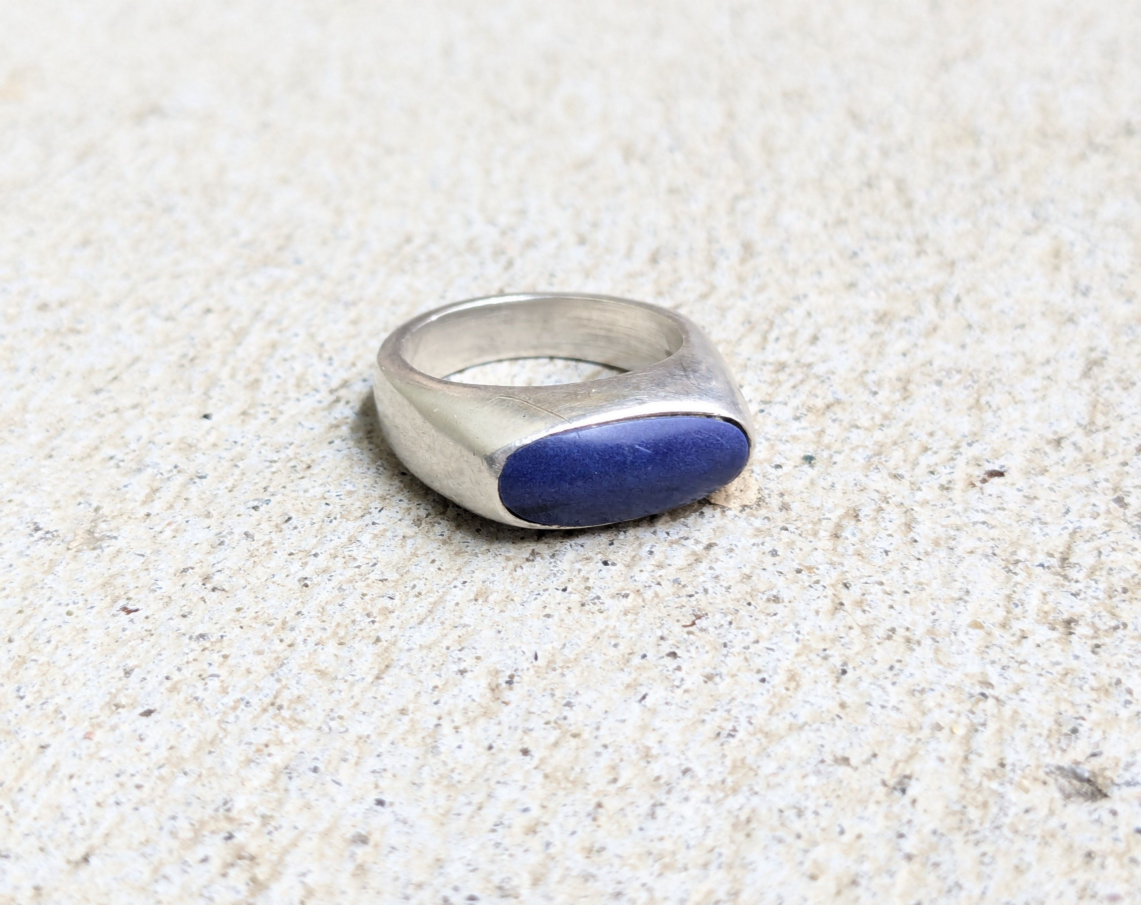 Jewelry Sterling Silver Ring Lapis Lazuli 7.25 Blue Modern Abstract Size ONE SIZE - 1 Thumbnail