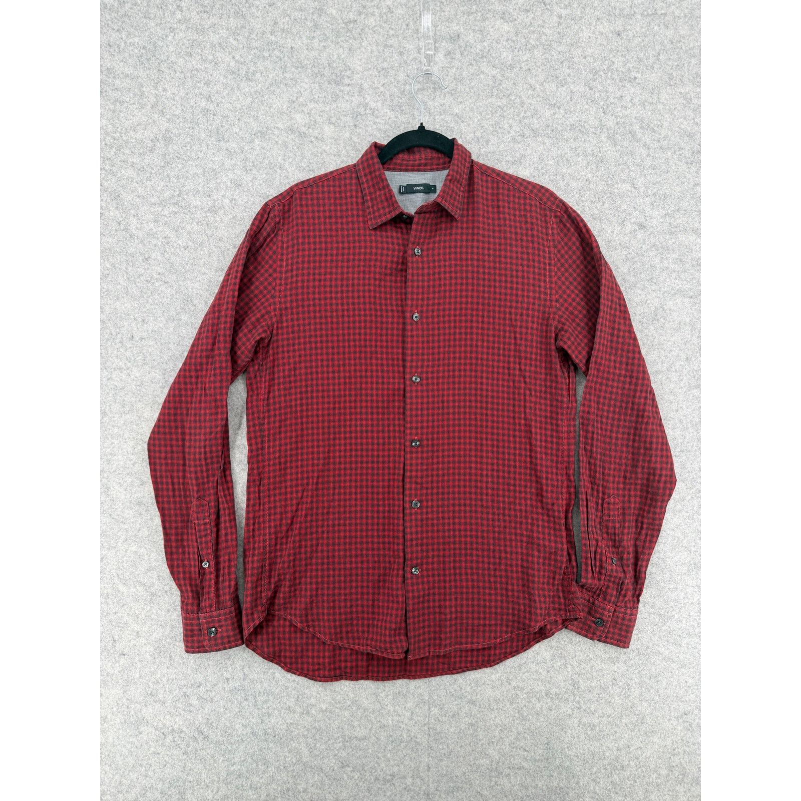 Vince Vince Men's Red Cotton Plaid Long Sleeve Button Down Shirt Size US S / EU 44-46 / 1 - 1 Thumbnail