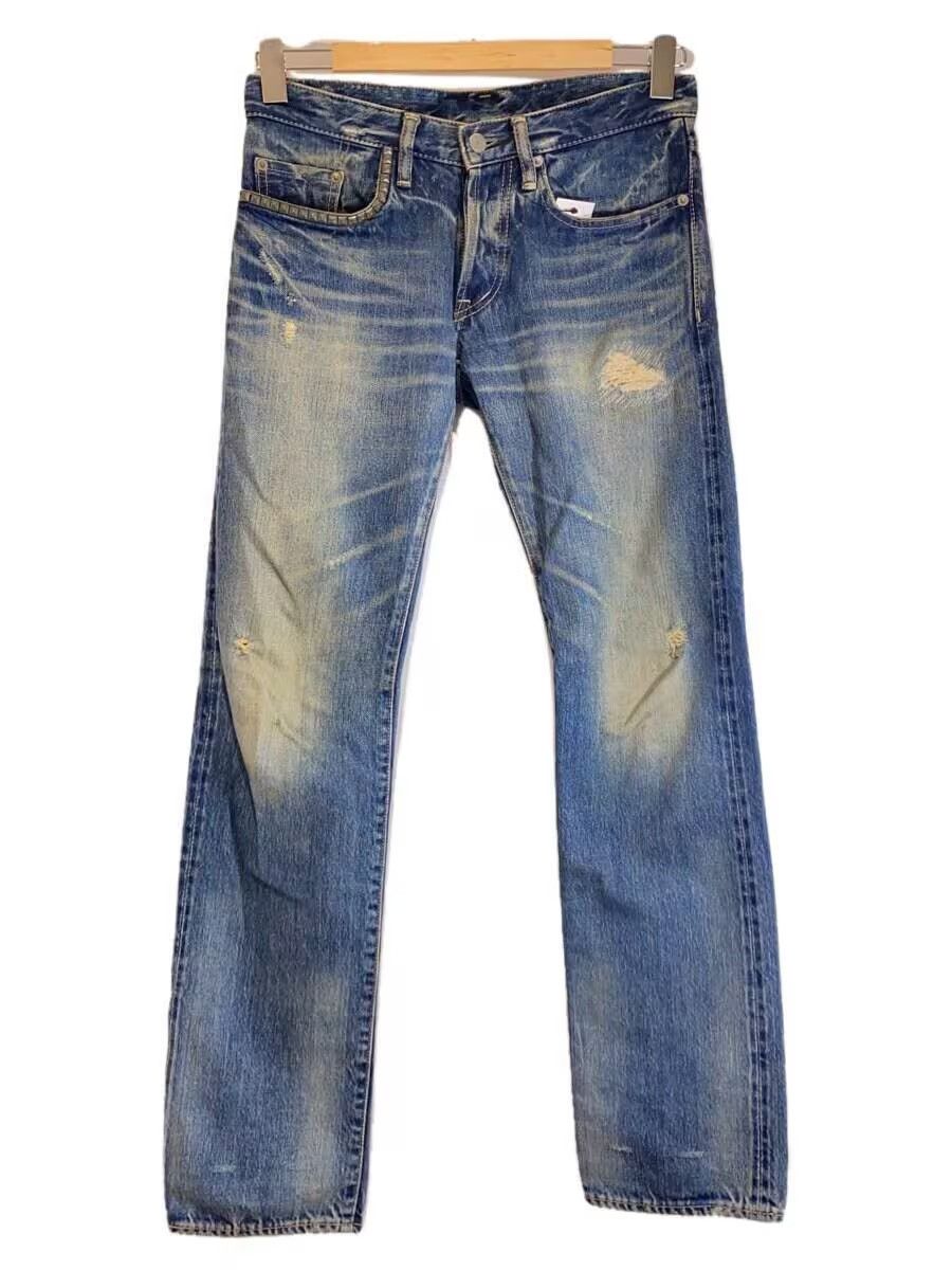 image of Hysteric Glamour Straight Leg Distressed Denim Jeans in Indigo, Men's (Size 30)
