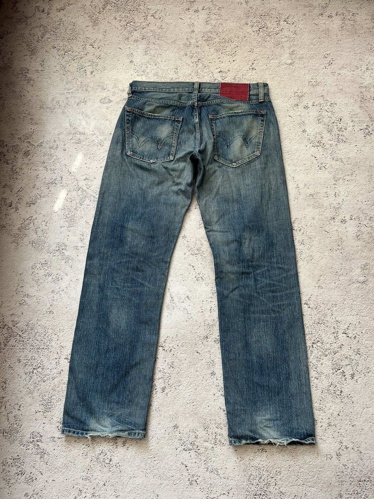 Edwin × Japanese Brand FLARED ≥ THRASHED EDWIN 53504 DISTRESSED DENIM PANT Size US 34 / EU 50 - 2 Thumbnail