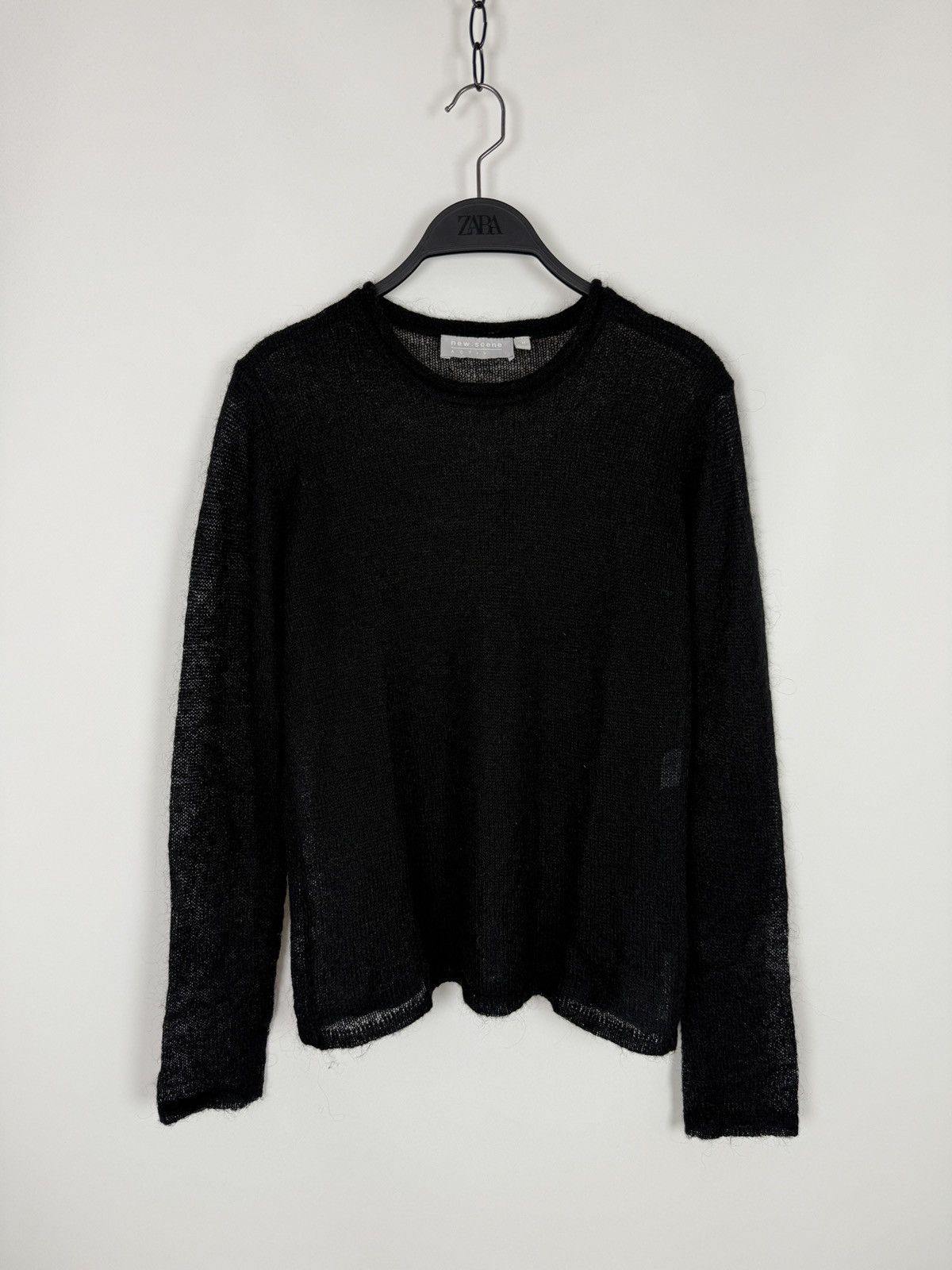 Vintage Y2K Vintage New Scene Black Mohair Blend Mesh Knit Sweater Size M / US 6-8 / IT 42-44 - 3 Thumbnail