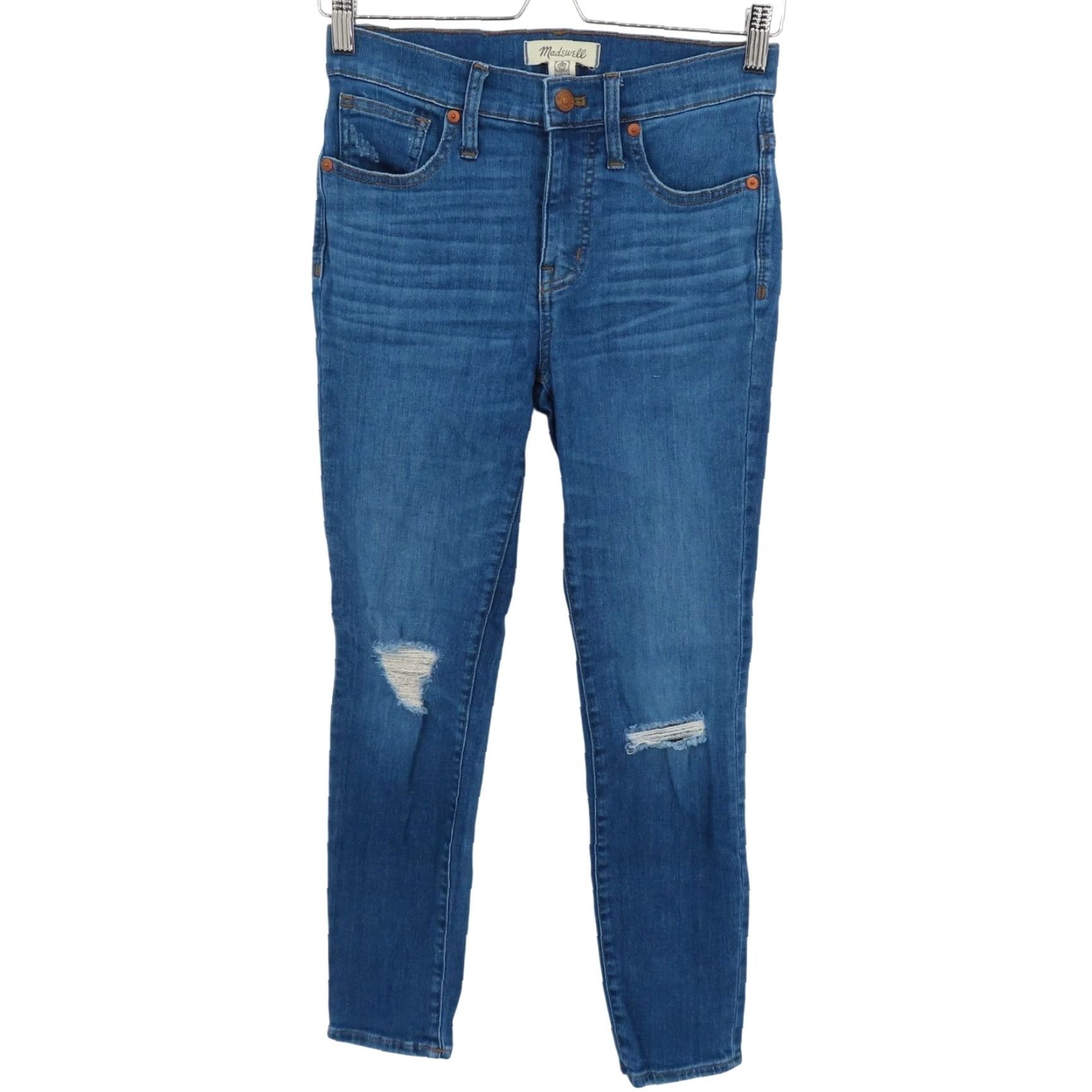Madewell Madewell Womens Jeans 25 High Rise Skinny Crop Denim Blue Distressed 5-Pocket Size 42" / US 20 - 2 Thumbnail