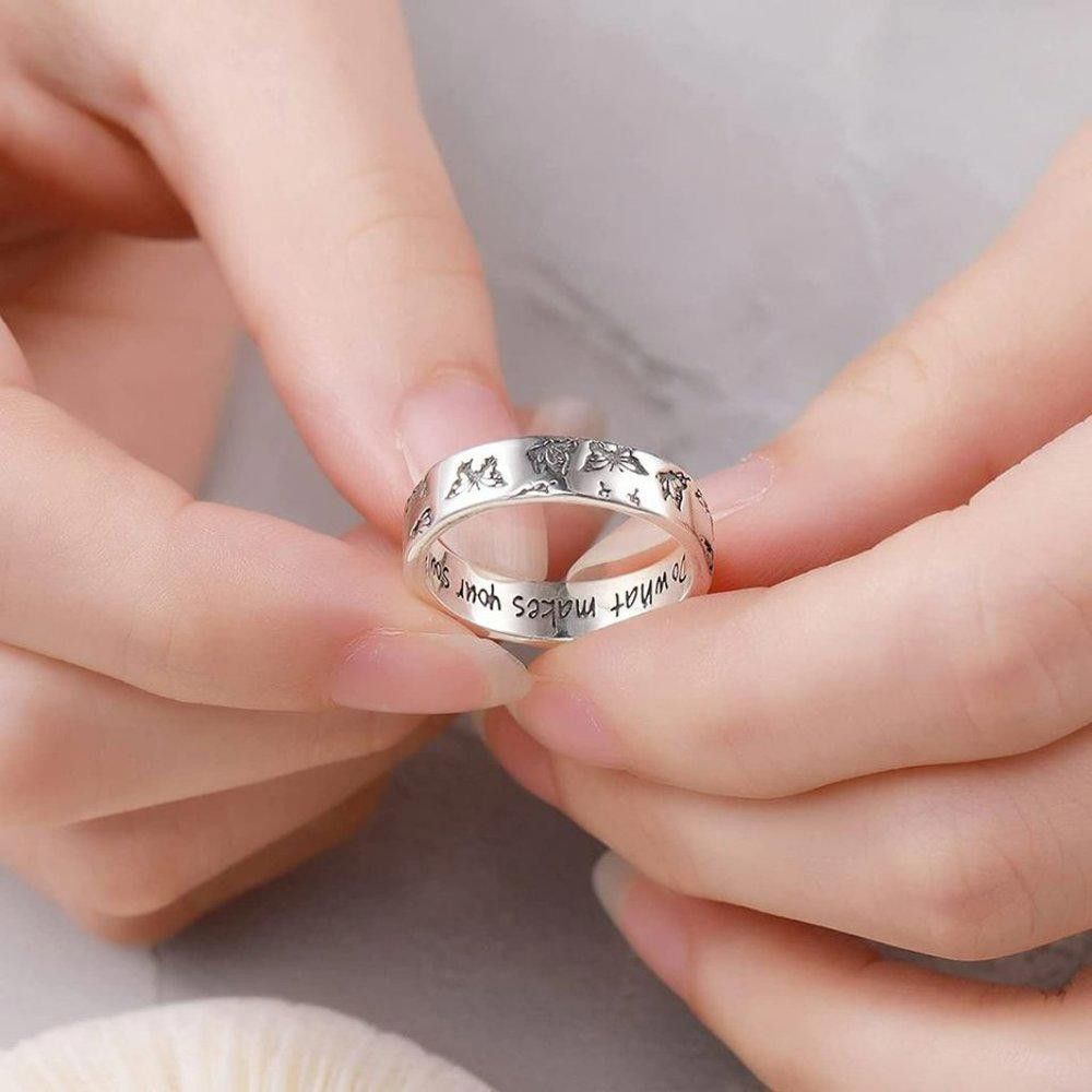Designer Sterling Silver Butterfly Engraved Daisy Ring - Size 6 Size ONE SIZE - 8 Thumbnail