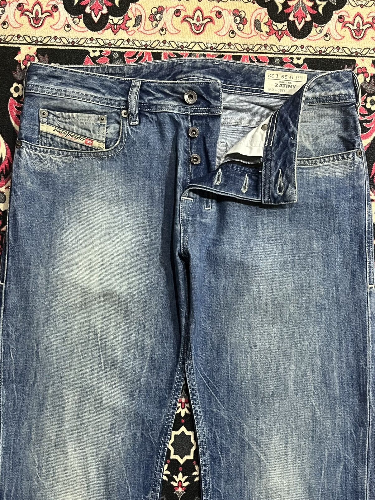 Diesel ⚡️Flare⚡️Vintage Diesel “Zatiny” Overflow Thunder Blue Jeans Size US 29 - 5 Thumbnail