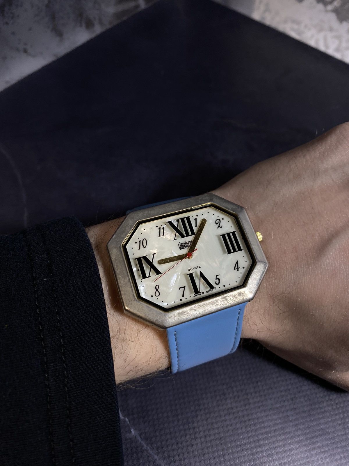 Vintage Octagonal Watch with Roman Numerals Japanese brand