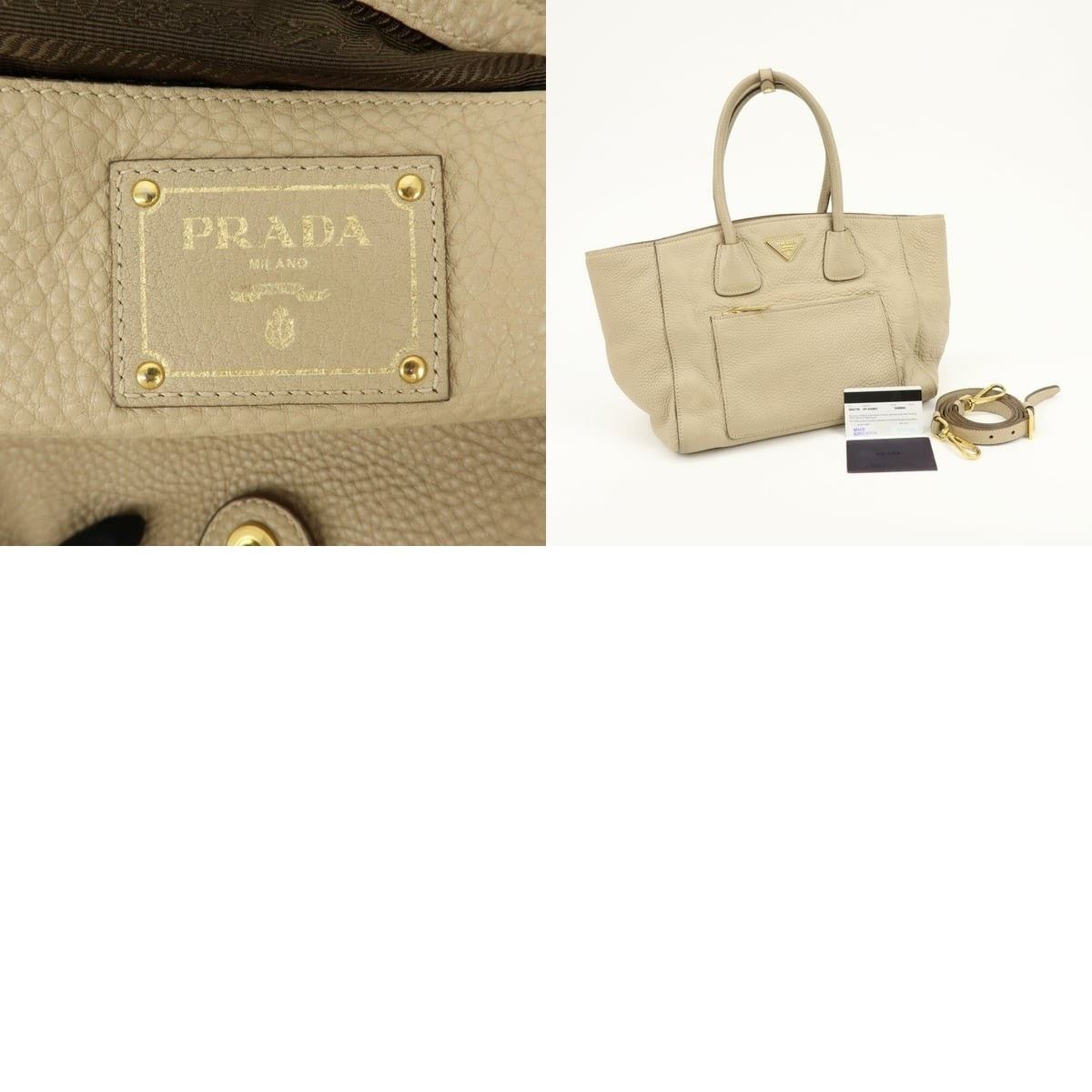 Prada Prada Vitello Daino Shoulder Bag Beige Size ONE SIZE - 8 Thumbnail
