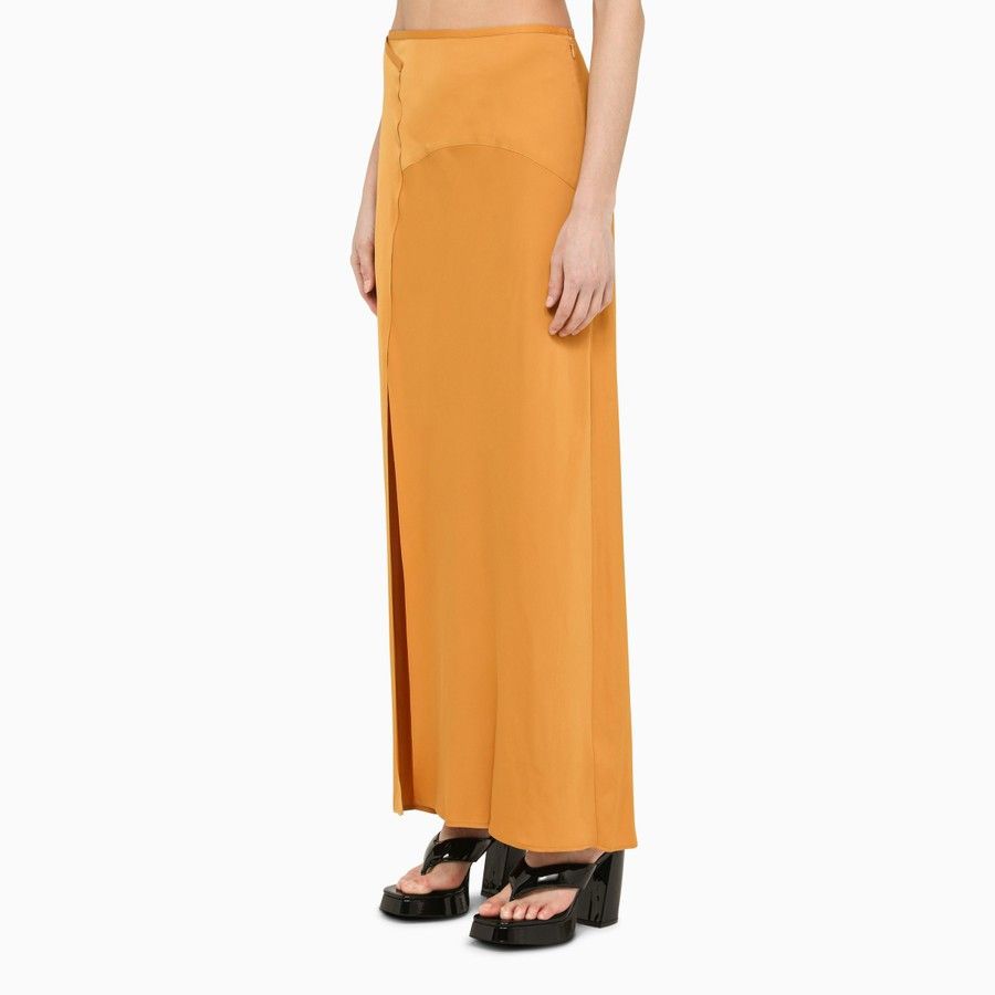 Calvin Klein o1d2blof0824 Satin Midi Skirt in Orange Size 27" / US 4 / IT 40 - 3 Thumbnail