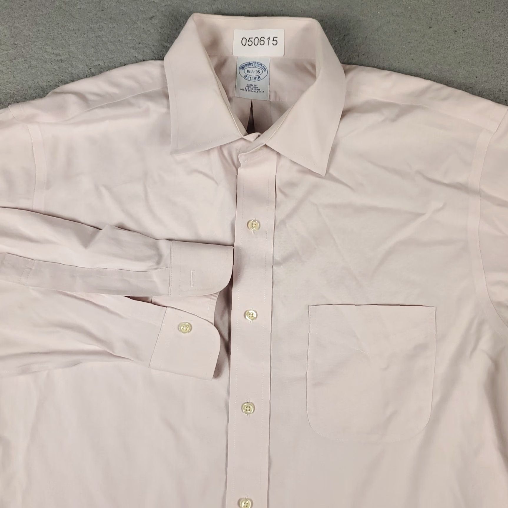 Brooks Brothers VINTAGE Brooks Brothers Shirt Mens 16.5 Pink Slim Fit Dress Button Up Long Sleeve Regular Size 16.5 Pink All Seasons Non-Iron Pockets Mens Size 42R - 2 Thumbnail
