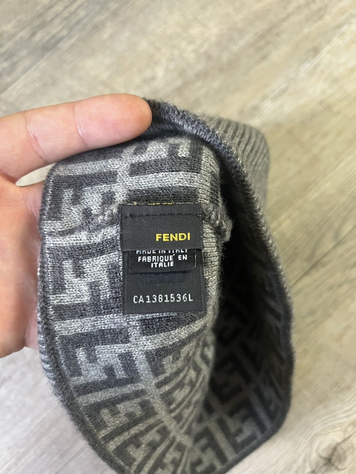 Fendi Fendi Zucca FF Logo Monogram Grey Wool Knitted Beanie Size ONE SIZE - 4 Thumbnail