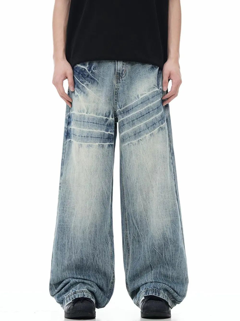 Lightning print design vintage hip hop jeans