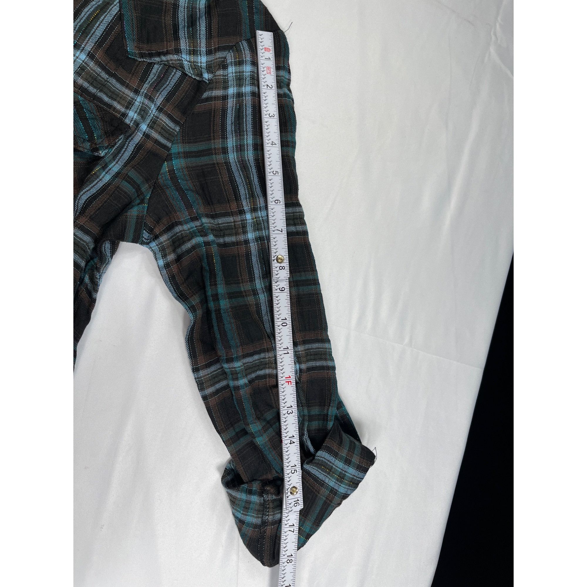 Designer Romeo And Juliet Couture SKU 7585 Plaid Button Up Shirt Dres Size L / US 10 / IT 46 - 5 Thumbnail