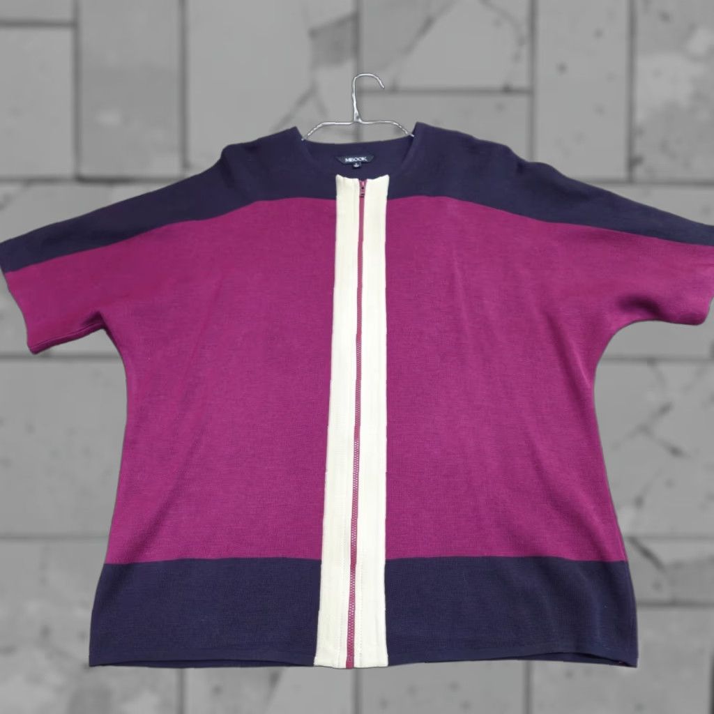 Vintage Misook Womens Sweater Small Purple Blue Purple Acrylic Poly Full Zip Size S / US 4 / IT 40 - 1 Thumbnail