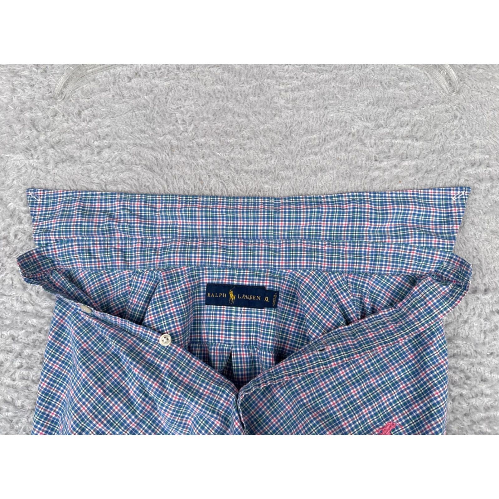 Polo Ralph Lauren VINTAGE Polo Ralph Lauren Shirt Men XL Blue Plaid Button-Up Cotton Long Sleeve Casual Workwear 90s Camping Outdoor American Mens Size US XL / EU 56 / 4 - 2 Thumbnail