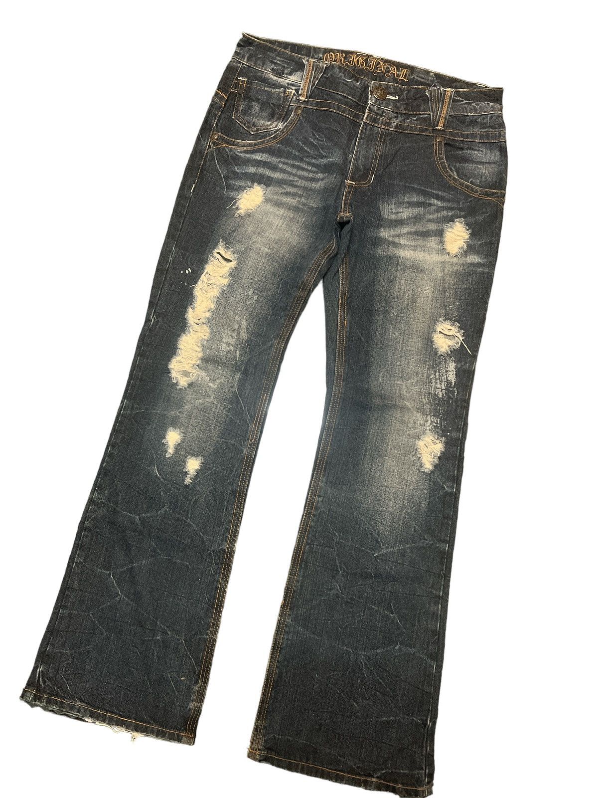 Other FLARED‼️ORIGINAL JEANS RIPPED DISTRESSED DENIM PANT Size US 32 / EU 48 - 4 Thumbnail