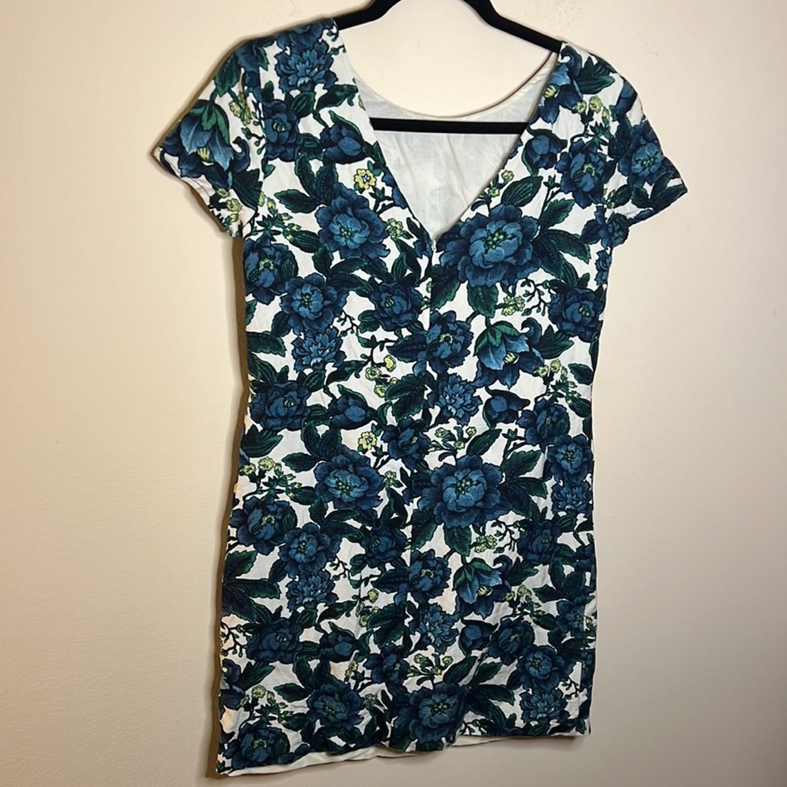 Loft LOFT Blue Floral Linen Blend Shift Dress Size 0 Size XS / US 0-2 / IT 36-38 - 5 Thumbnail