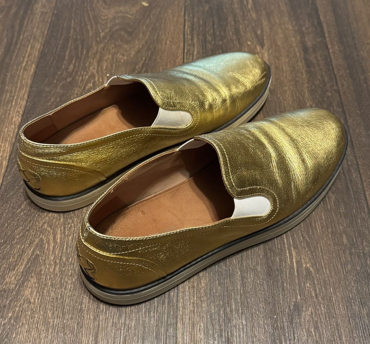 Bottega Veneta Bottega Veneta Gold Metallic Leather Slip-On Size US 9 / IT 39 - 3 Thumbnail