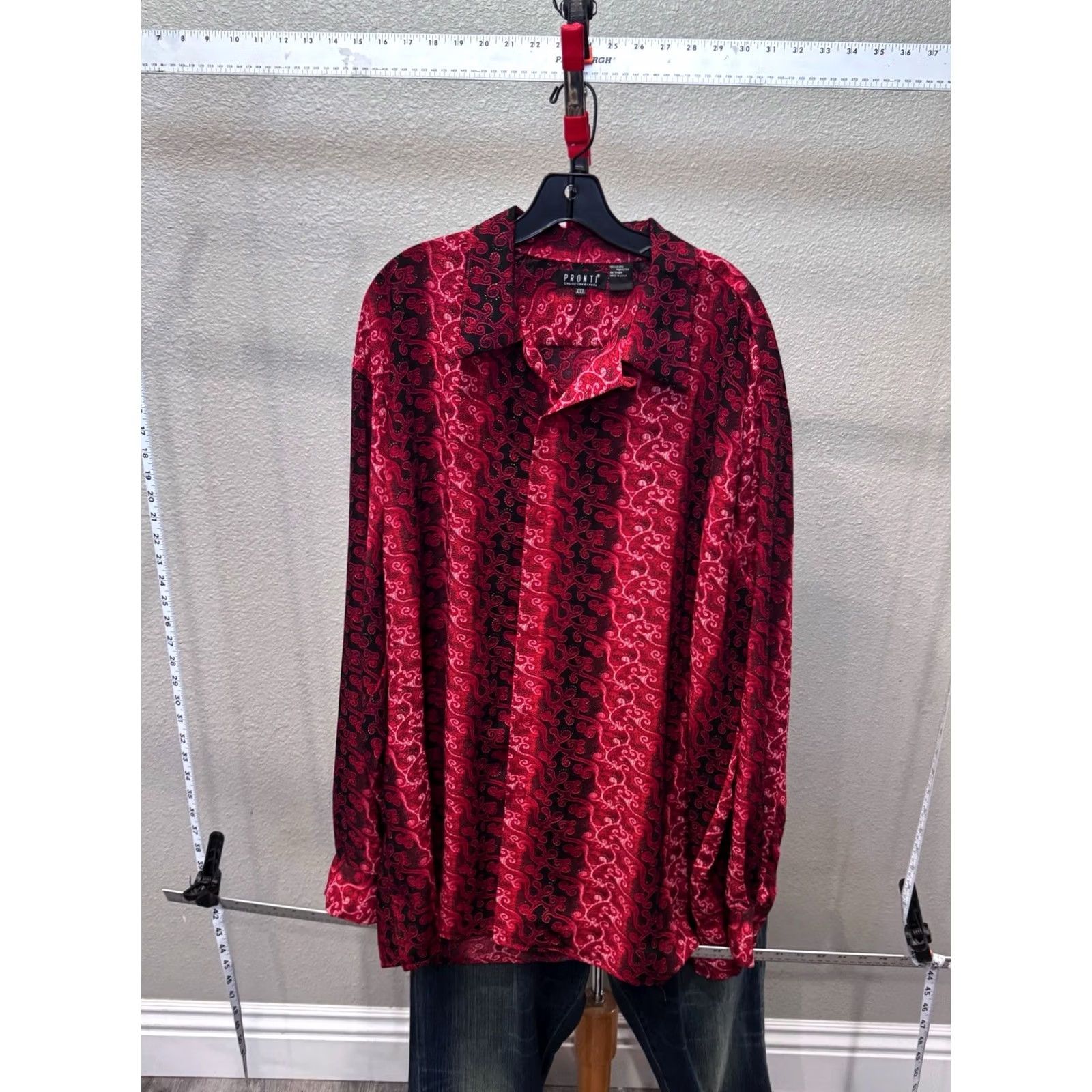 Vintage WILD Red Paisley Micro Poly LONG SLEEVE SHIRT Pronti 2XL 18 x 37/38 Mens Size US XXL / EU 58 / 5 - 3 Thumbnail