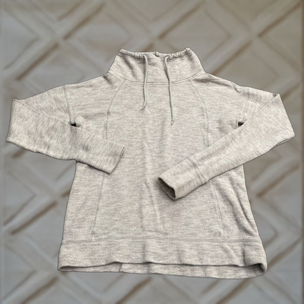 Gap Gap Fit Sweatshirt Womens Medium Beige Mock Neck Drawstring Thumbholes Pullover Size M / US 6-8 / IT 42-44 - 1 Thumbnail