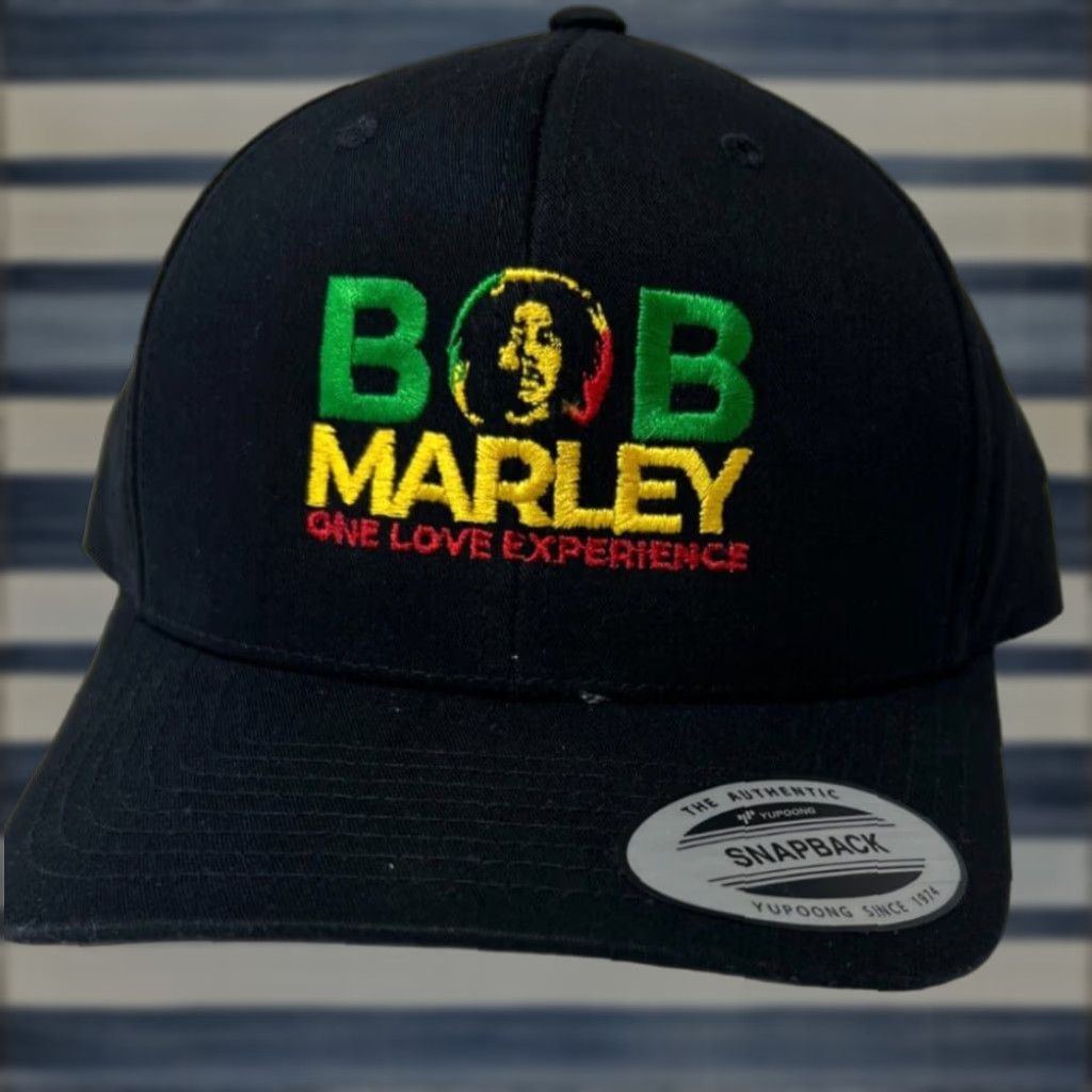 Vintage Bob Marley Snapback Hat Men One Size Black Canvas 60% Cotton 40% Polyester Official Licensed One Love Experience Size ONE SIZE - 1 Thumbnail