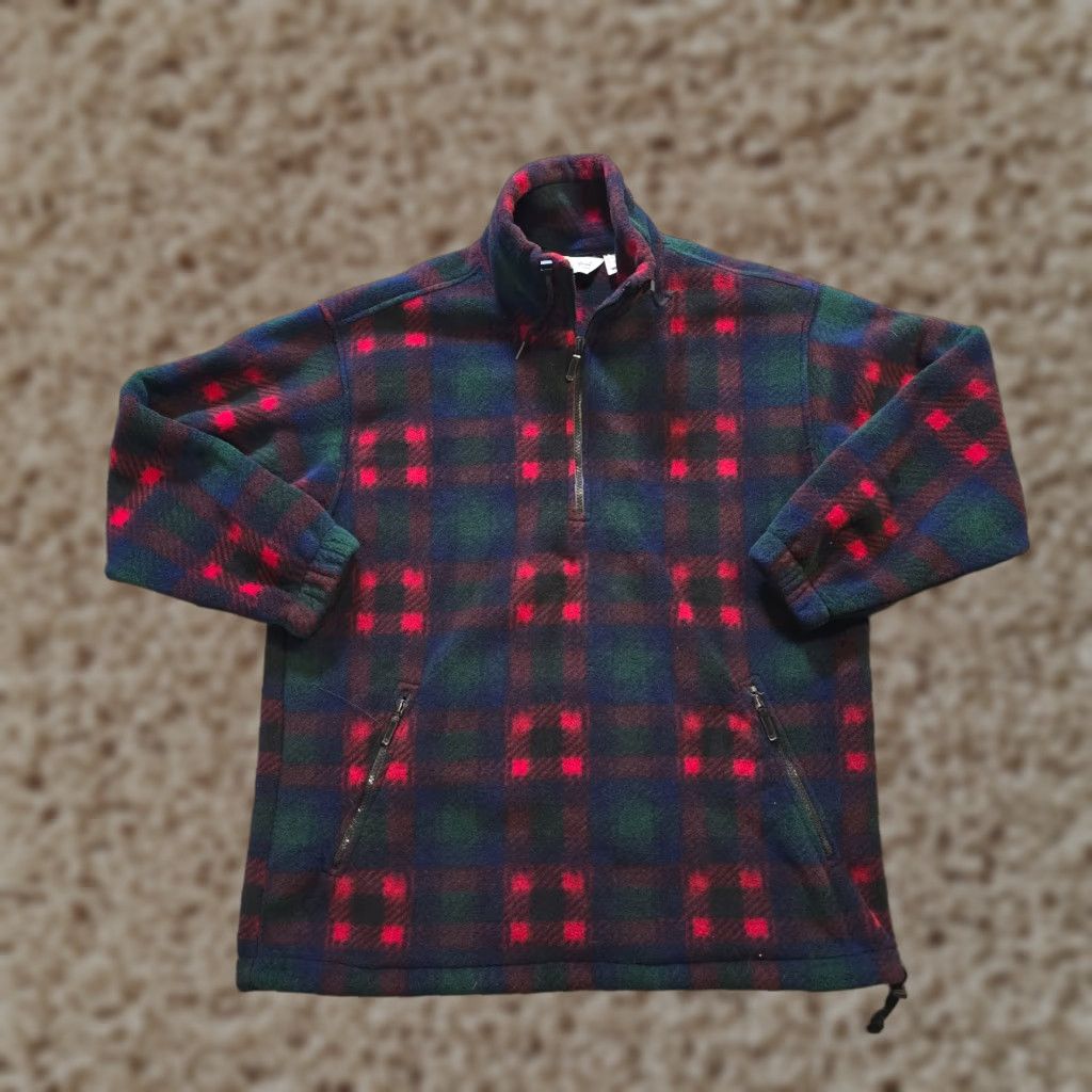 Eddie Bauer Eddie Bauer Sweater Womens Medium Petite Red Plaid Fleece 1/4 Zip Pullover Knit Regular Mock Neck Garment: Sweater Women Size M / US 6-8 / IT 42-44 - 1 Thumbnail