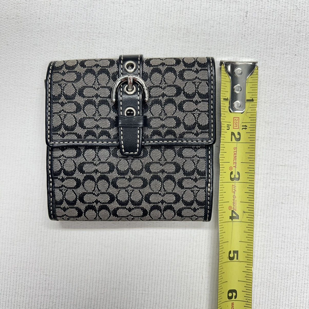 Coach × Vintage Coach Wallet Grey Jacquard Double C Monogram Logo Buckle Size ONE SIZE - 15 Thumbnail