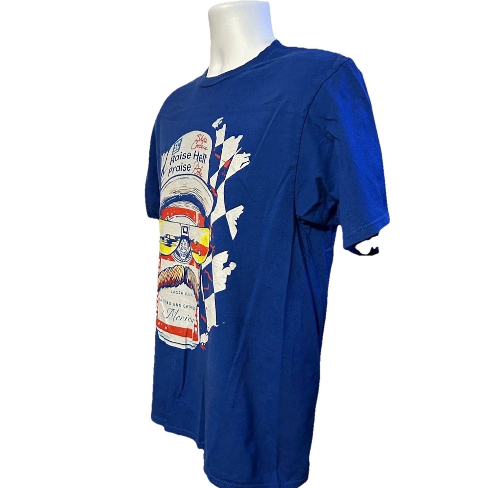 Port & Company Dale Earnhardt Budweiser Raise Hell Praise Dale Shirt Men Medium Blue Port & Company NASCAR Sports Shirt Size US M / EU 48-50 / 2 - 3 Thumbnail