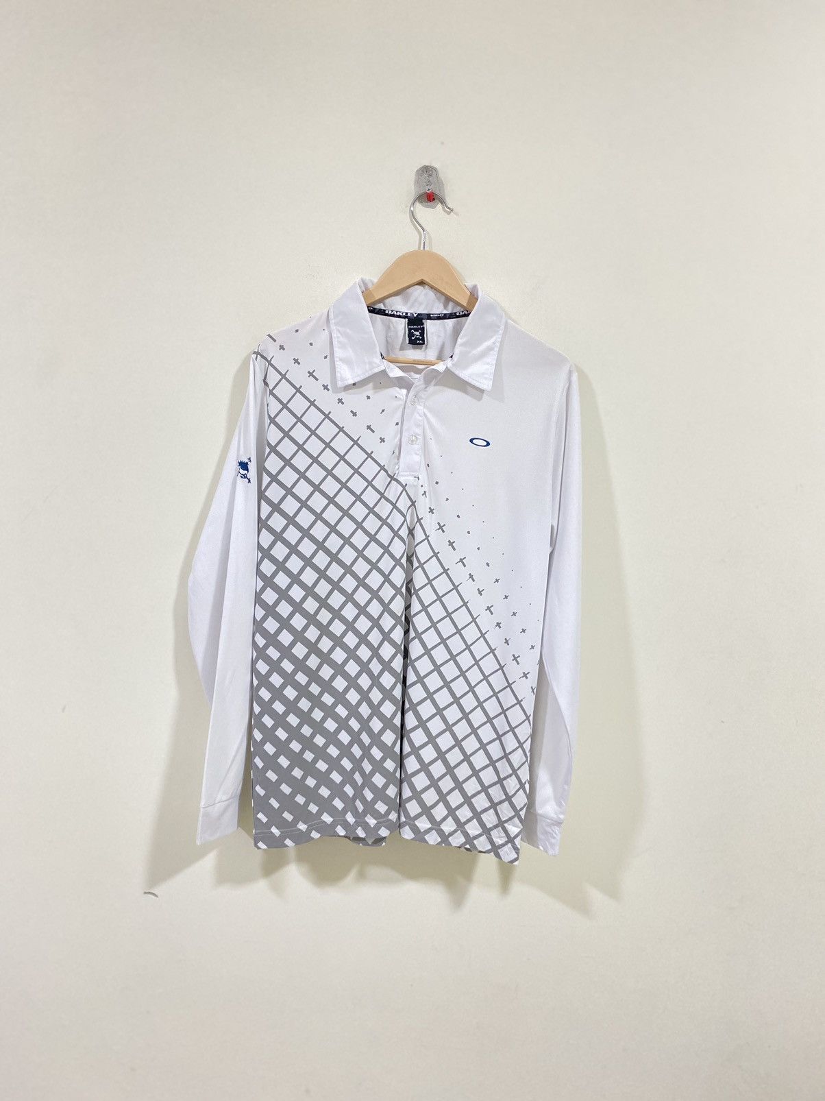 Japanese Brand × Oakley White and grey Oakley long sleeve golf polo shirt Size US XL / EU 56 / 4 - 1 Thumbnail