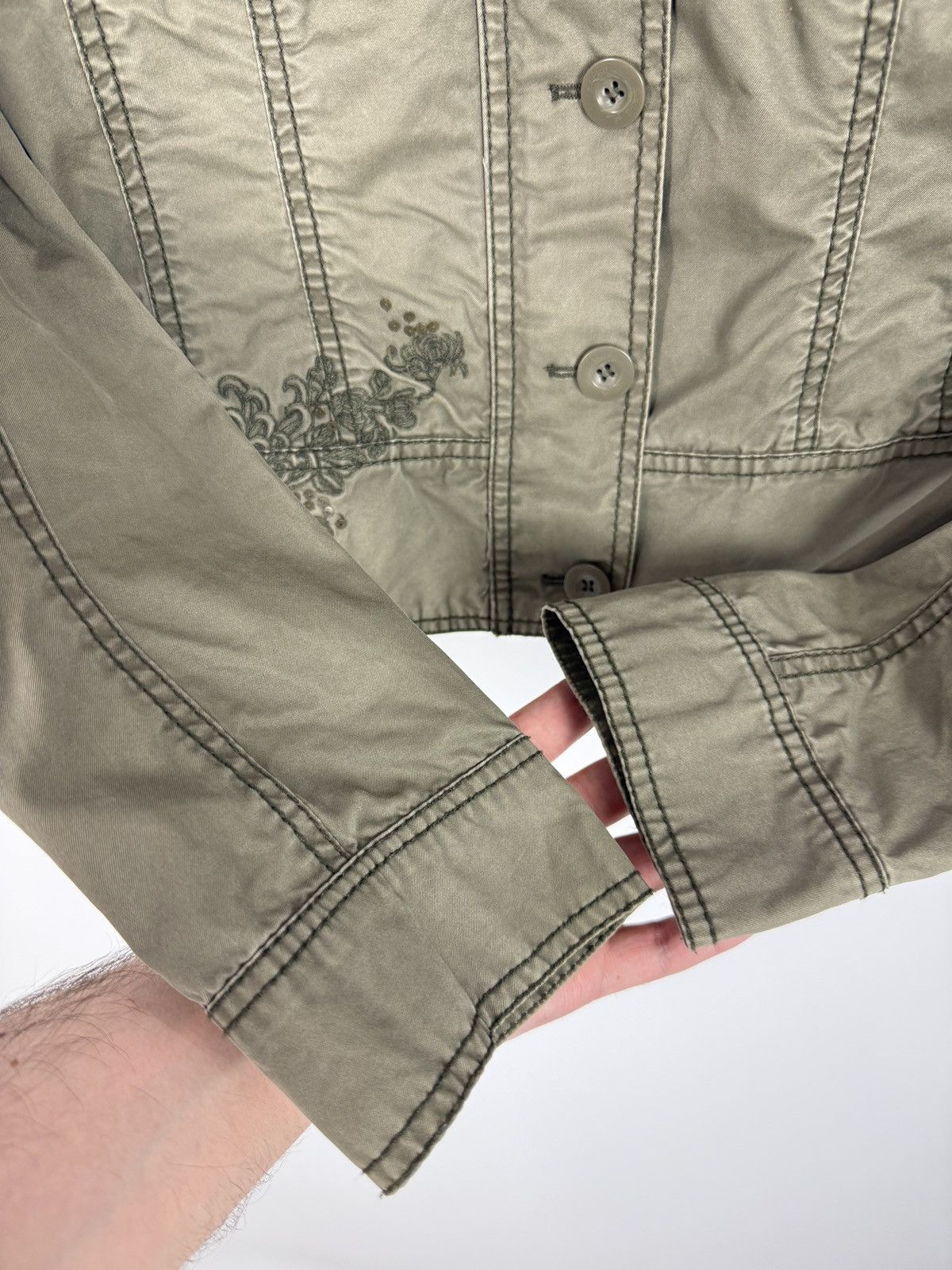Esprit Y2K Vintage Esprit Fitted Olive Green Military Jacket S Size S / US 4 / IT 40 - 6 Thumbnail