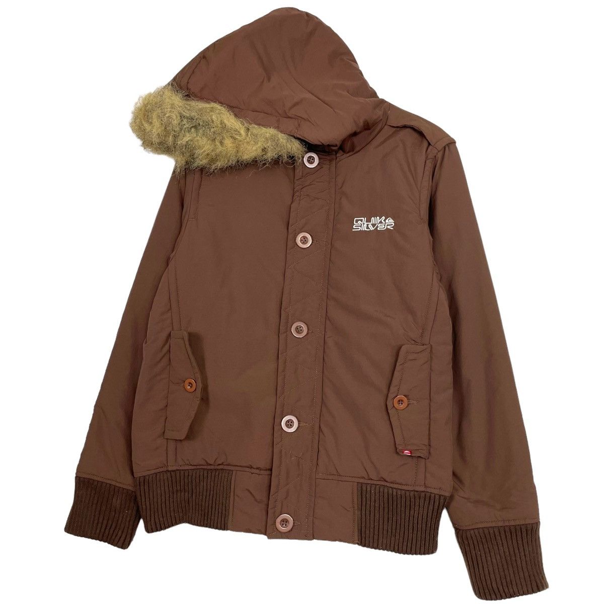 Quiksilver 💥QUIKSILVER BOMBER BROWN FUR HOODIE JACKET Size US M / EU 48-50 / 2 - 3 Thumbnail