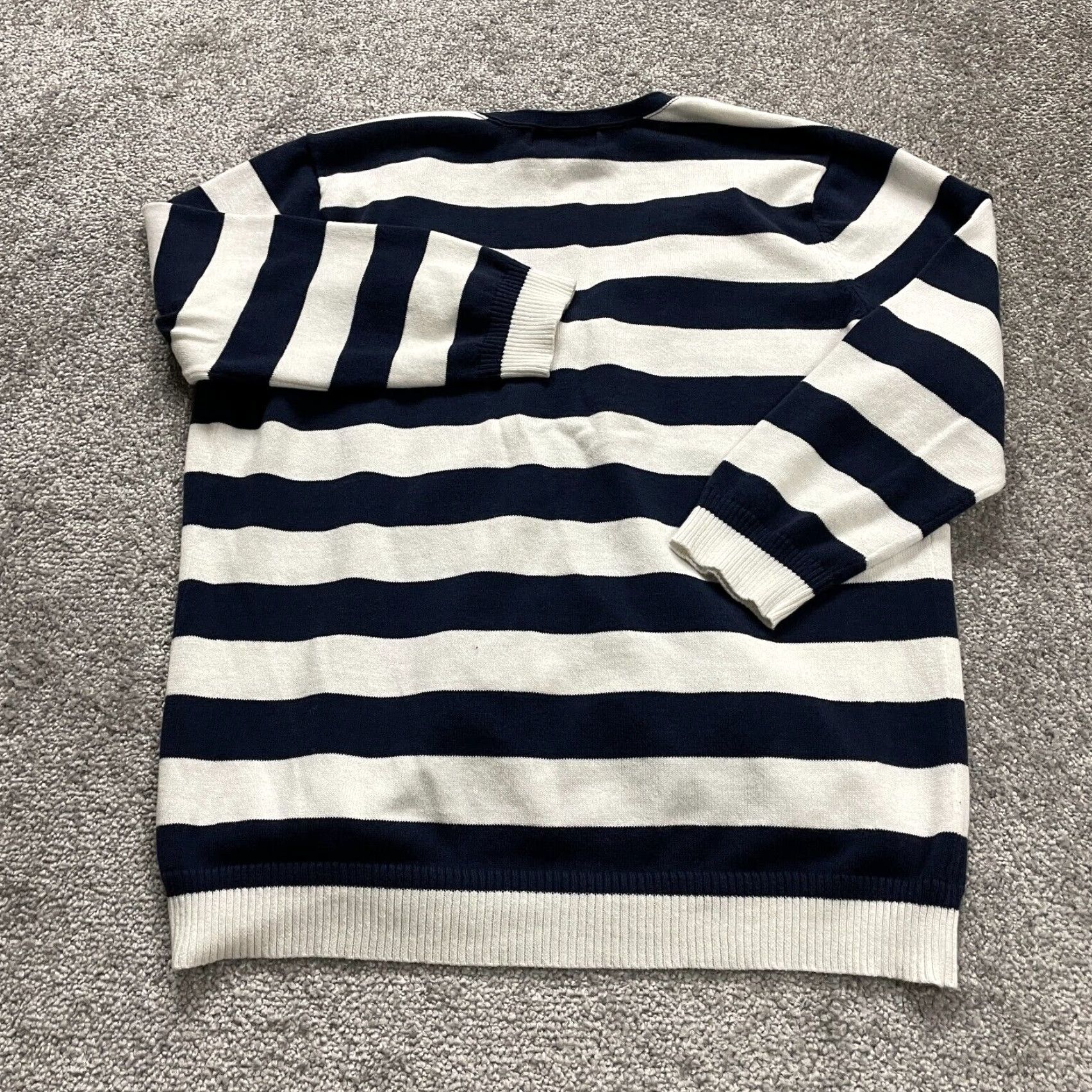 Vintage Covington Cardigan Sweater Womens Large Blue Striped V-Neck Button Knit All Seasons Size L / US 10 / IT 46 - 2 Thumbnail
